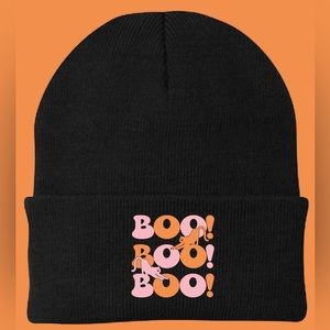 Black Beanie with cats and Boo